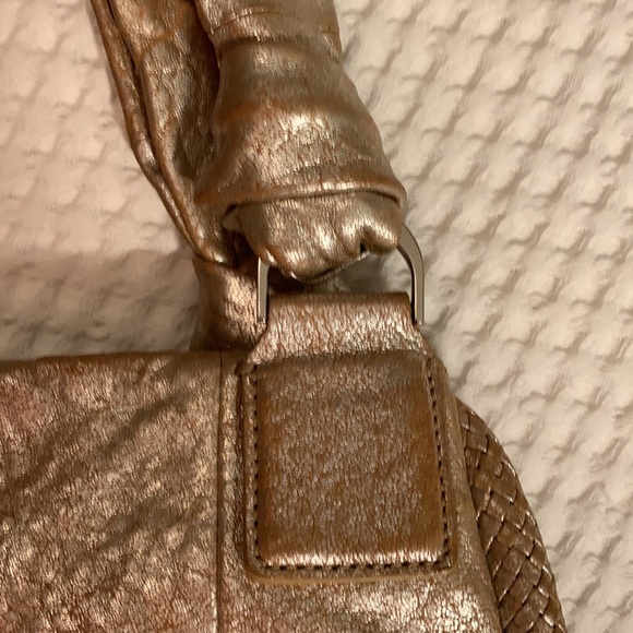 Cole Haan Pleated Beige Metalic Hobo Bag - Picture 10 of 11